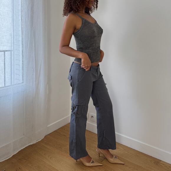 Vintage Euro slate gray low-rise cargo pants with flap pockets (Small) - Picture 5 of 7